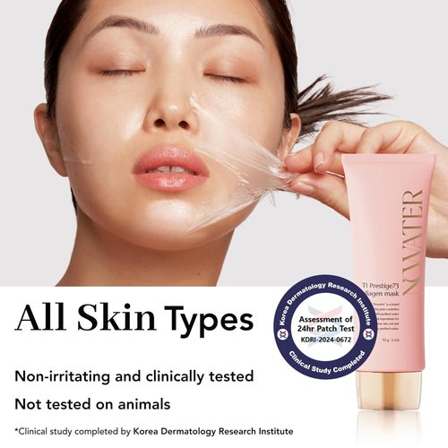 NOWATER Collagen Peel Off Face Mask - Achieve Glass Skin with Hydrolyzed Collagen & 6 Peptides | 2.4 fl. oz