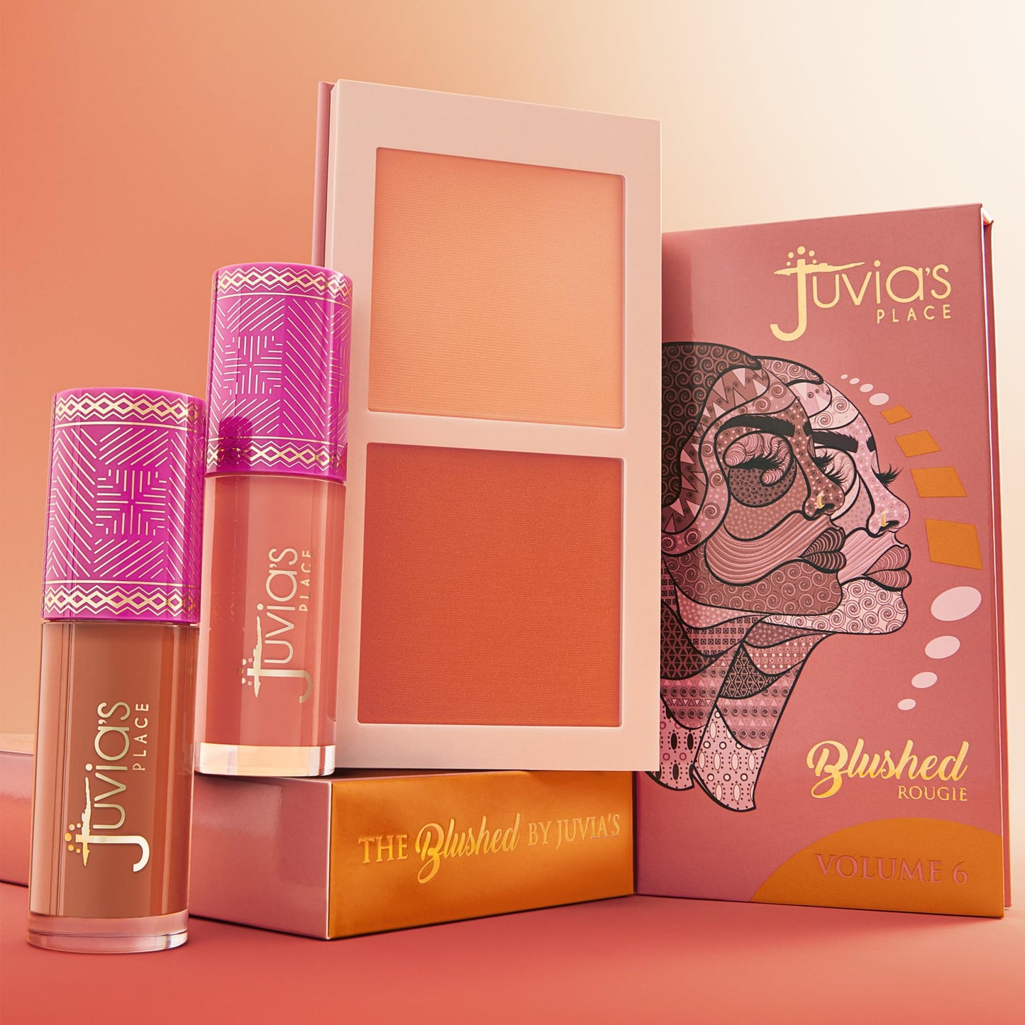 Juvia's Place Blushed Duo Blush - Two Tone Pigmented Buildable Pressed Mineral Powder - Rosy Natural Cheeks Matte Fresh Finish for All Skin Color -Volume1