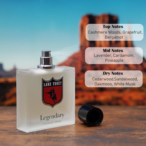 Lane Frost Legendary Frosted Cologne for Men - Fresh Western Fragrance with Crisp Citrus and Woodsy Notes - Cool Masculine Cologne Spray for the Modern Authentic Cowboy - Long Lasting Men’s Scent