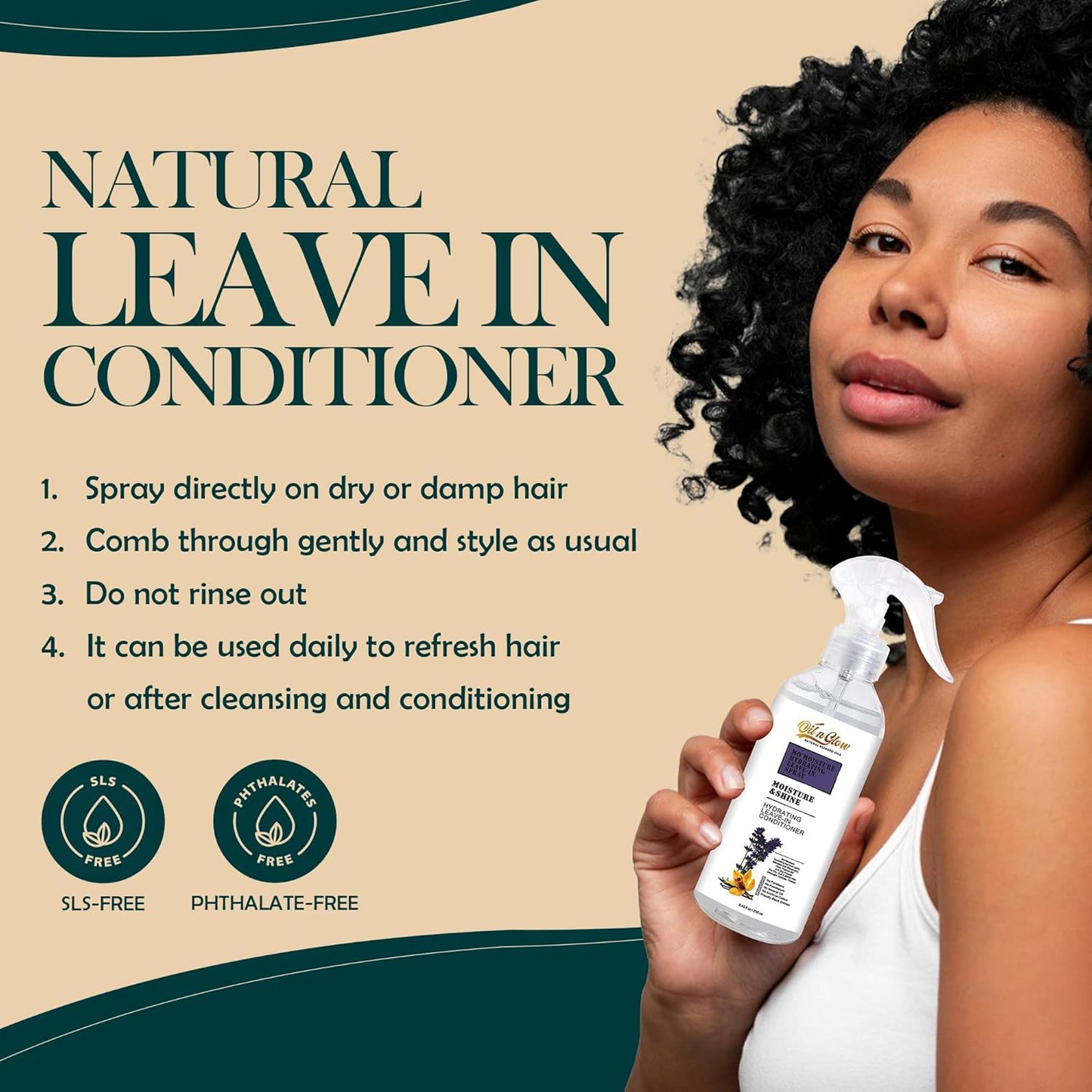 Skiennix Lightweight Leave-In Conditioner Spray - Rosemary & Castor Oil for Type 2-4 Hair | 8.45 Fl. Oz