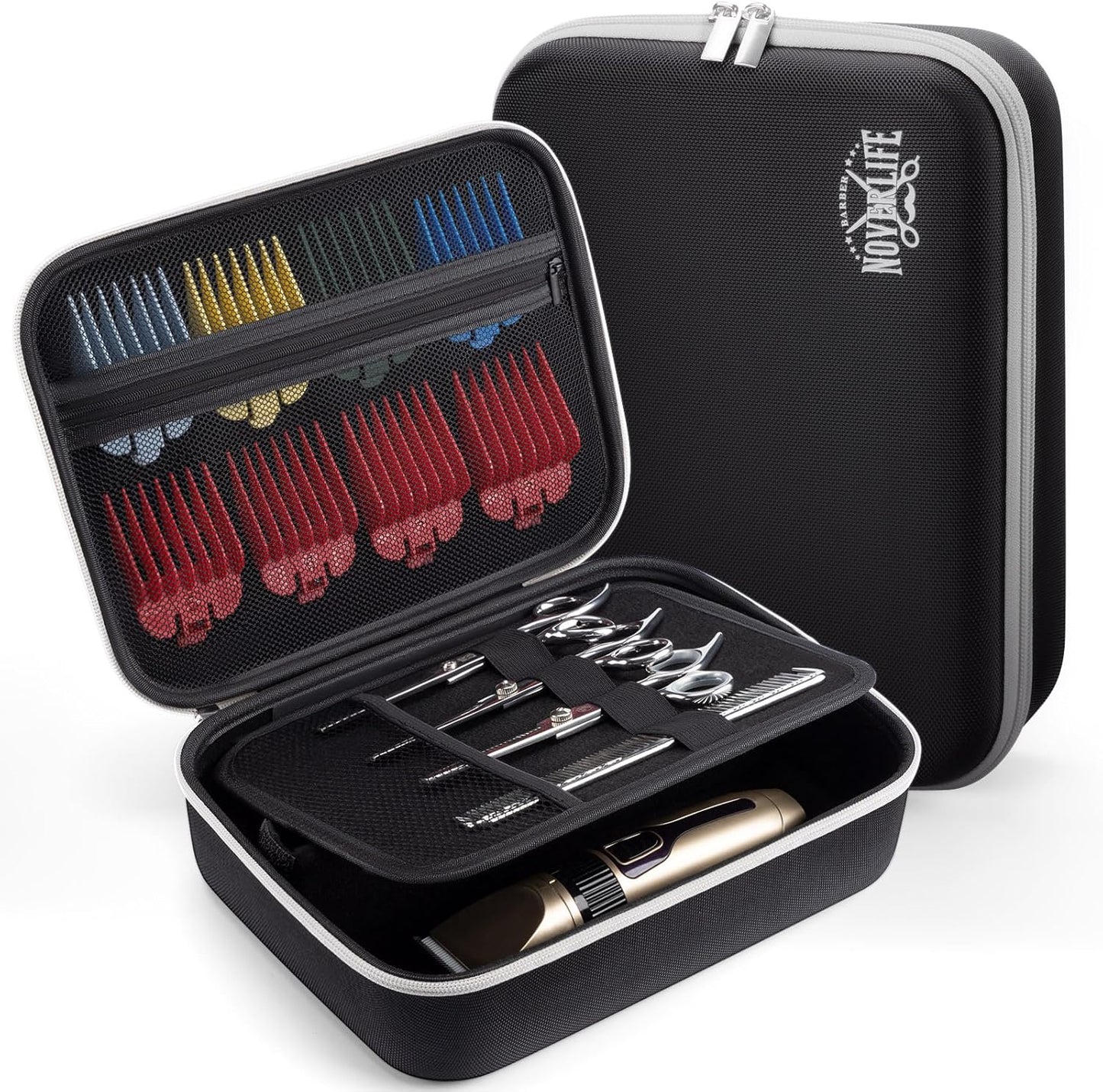 Noverlife Hair Clipper Guard Blades Holder Case, Barber Guard Blades Storage Bag for 20 Metal Clipper Guards Hard Blade Storage Travel Case, Protective Stylist Carrying Case for Grooming Blade