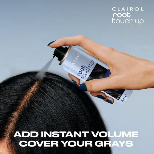 Clairol Root Touch-Up | 2-in-1 Temporary Hair Coloring Spray for Volume - Black, 1 Pack