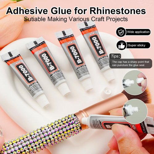 Canvalite 25000PCS Resin Jelly Rhinestones for Crafting, Pink AB Flatback Gems, Bedazzling Crystal with 5x2.5g B7000 Jewelry Glue and Tweezers Dotting Pen for DIY Crafts Clothing Shoes Nail Art