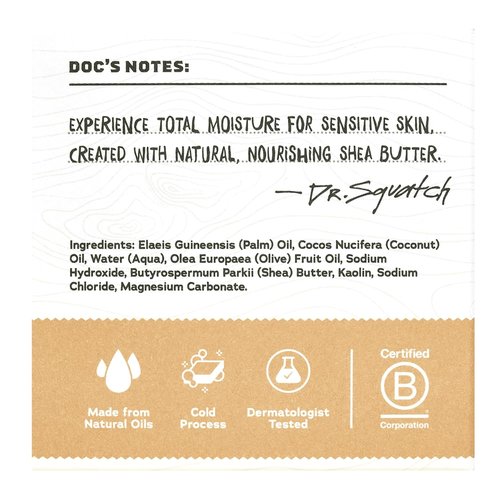 Dr. Squatch Total Moisture Bar Soap - Natural, Fragrance-Free, Plant-Based | 5oz (3-Pack) for Sensitive Skin