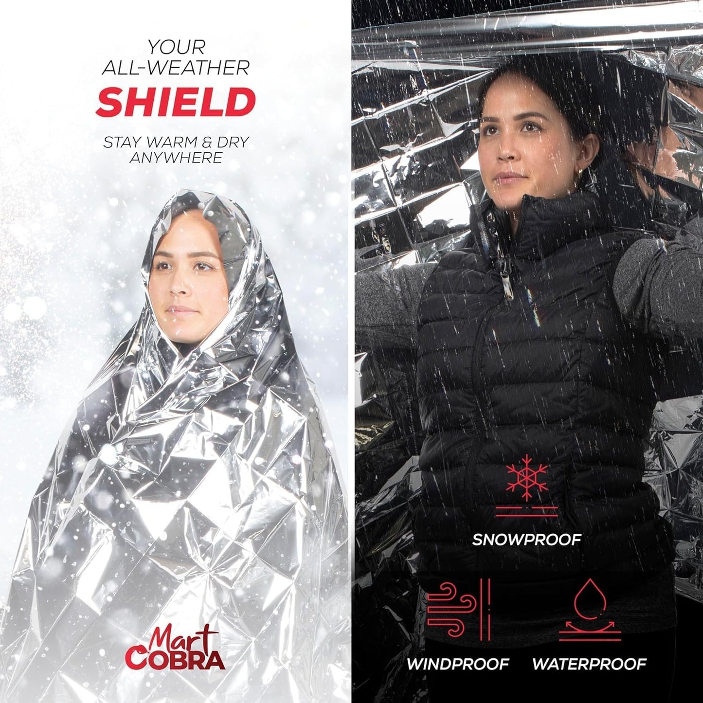Skiennix Emergency Blanket 4-Pack | Mylar Thermal Survival Gear for Camping & First Aid