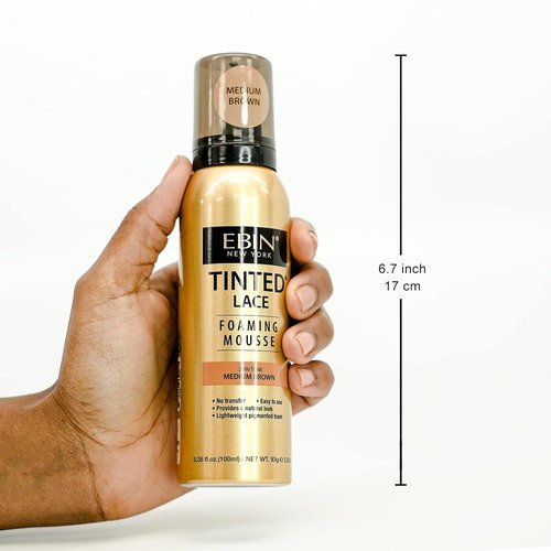EBIN NEW YORK Tinted Lace Foaming Mousse - Light Warm Brown, 3.38oz | Perfect for Flawless Hairline