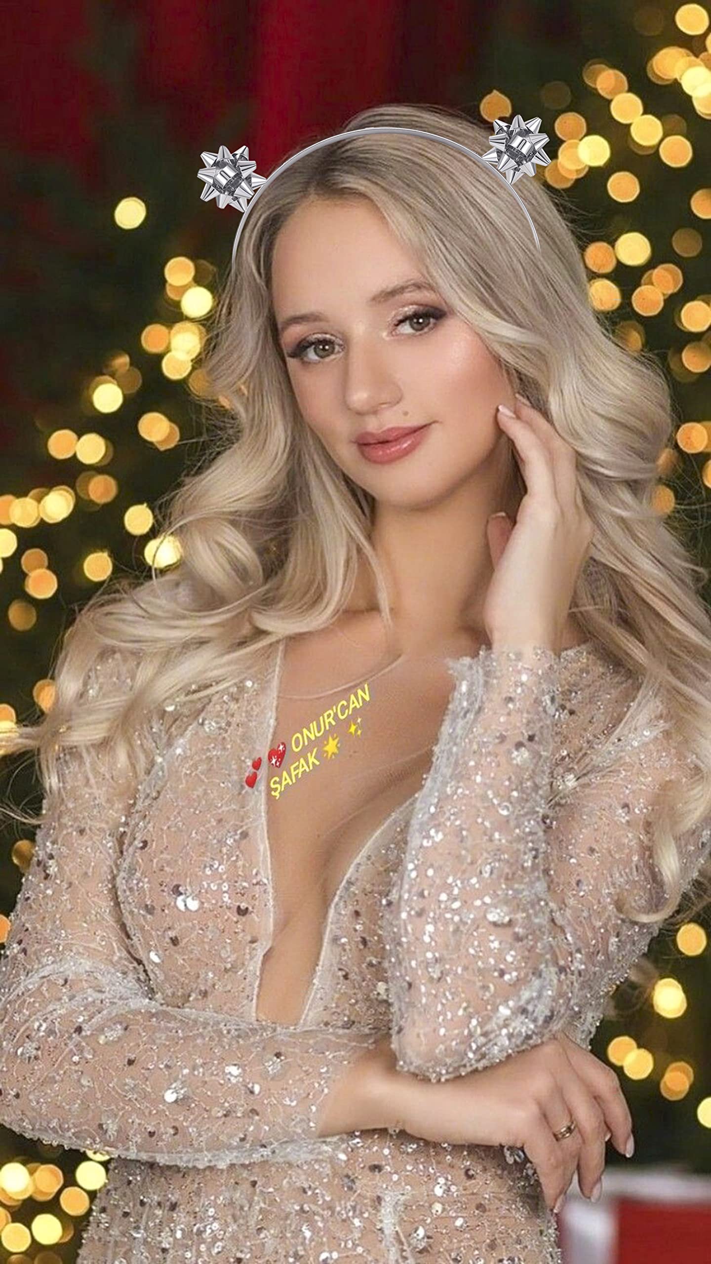 Christmas Headbands for Women Xmas Bow Hairband Red Green Gold Present Bow Headpiece Festive Holiday Party Hair Accessory