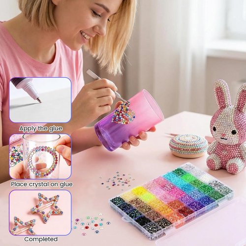 Bedazzler Kit with Rhinestones, 2026 New Resin Jelly Rhinestones for Bedazzling, Multicolor 3mm Flatback Gems for Nail Diamond Art Crafting Book Makeup (24000)
