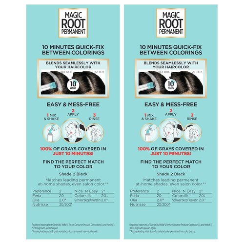 L’Oréal Paris Magic Root Hair Color Kit - 10 Minute Gray Coverage, 2 Count | Deep Black
