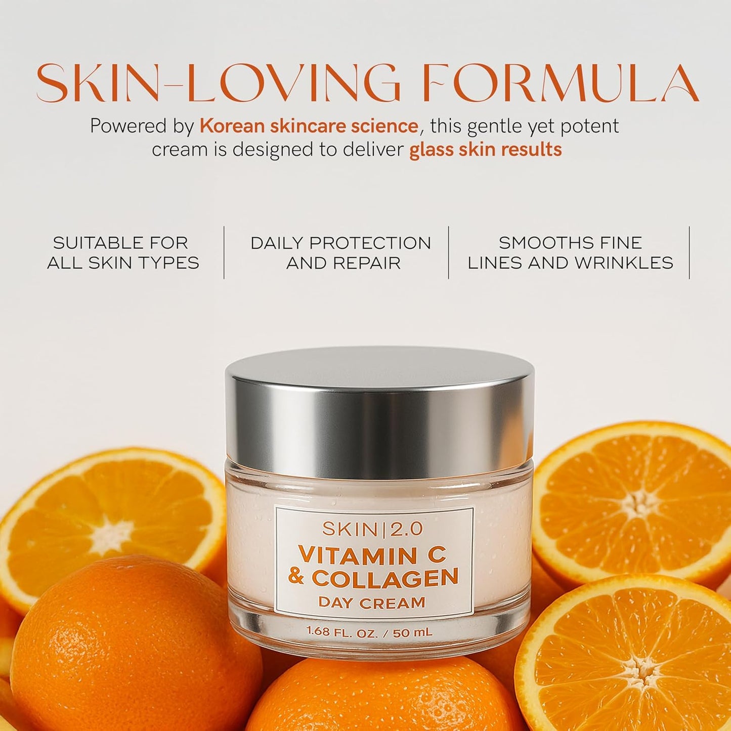 Skin 2.0 Vitamin C & Collagen Face Moisturizer - Anti-Aging, Brightening Formula - 1.69 Fl Oz