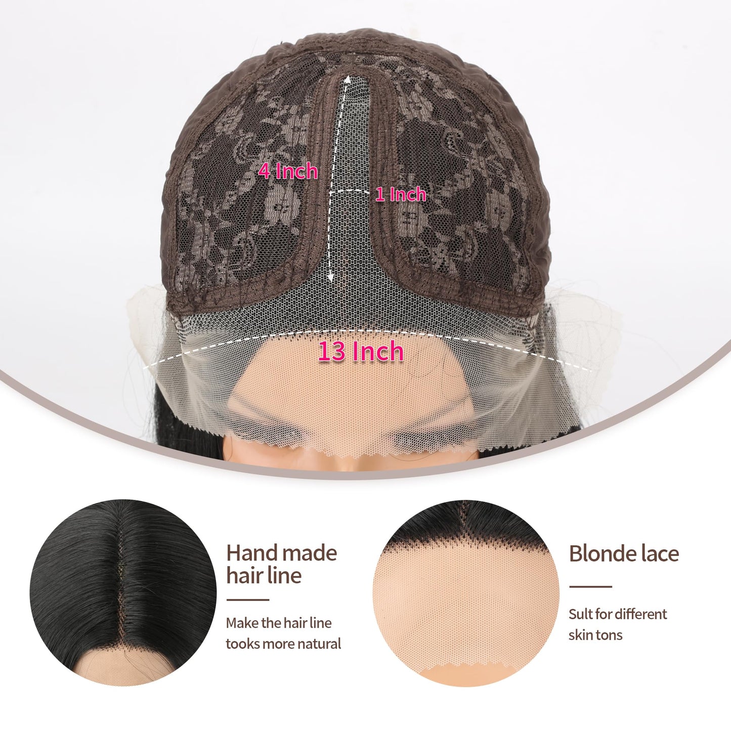 VOKEYLA Short Bob Wig Synthetic Lace Frontal Wigs For Women Black Straight Hair Glueless Yaki Straight Heat Resistant Natural Wig