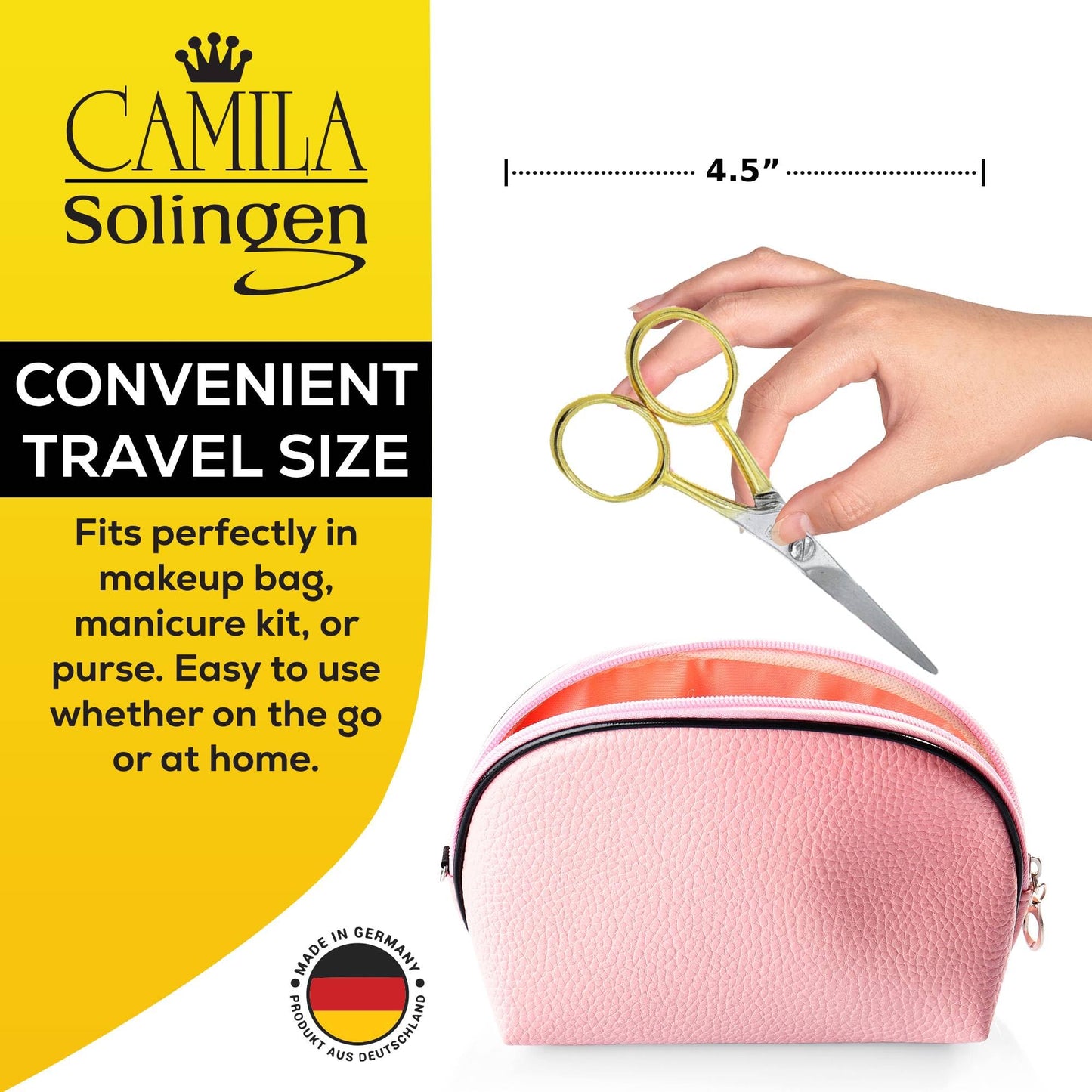 Camila Solingen CS45 Hair Scissors Professional 4.5" Very Sharp Grooming Scissors. Razor Edge Barber Hair Cutting Scissors. Stainless Steel Hair Cutting Shears for Salon. Made of in Solingen, Germany