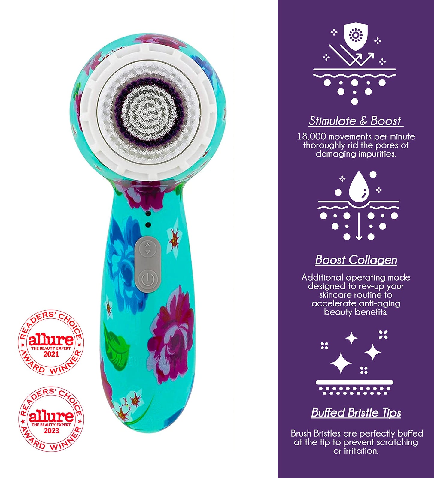 Michael Todd Beauty Soniclear Allure 2024 Best of Beauty Winner Facial Cleansing + Exfoliation Brush System with 3 speeds, Serum Infusion Head + Travel Case