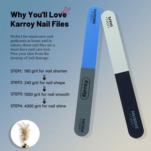 Regine Switzerland Nail File and Buffer Set - Dual-Sided 4-Step Tools for Shortening, Shaping & Smoothing | 20 Pieces
