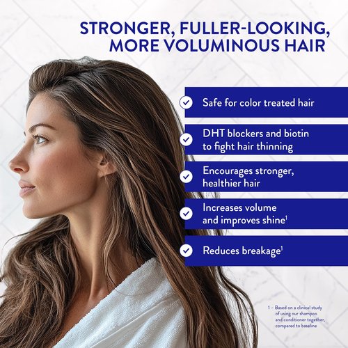 Routine Wellness Anti-Thinning Shampoo and Conditioner Set for Thinning Hair - Biotin DHT Blocker Women & Men - Color Safe Shampoo for Hair Loss & Healthier Hair - Coconut & Vanilla (Pack of 2)