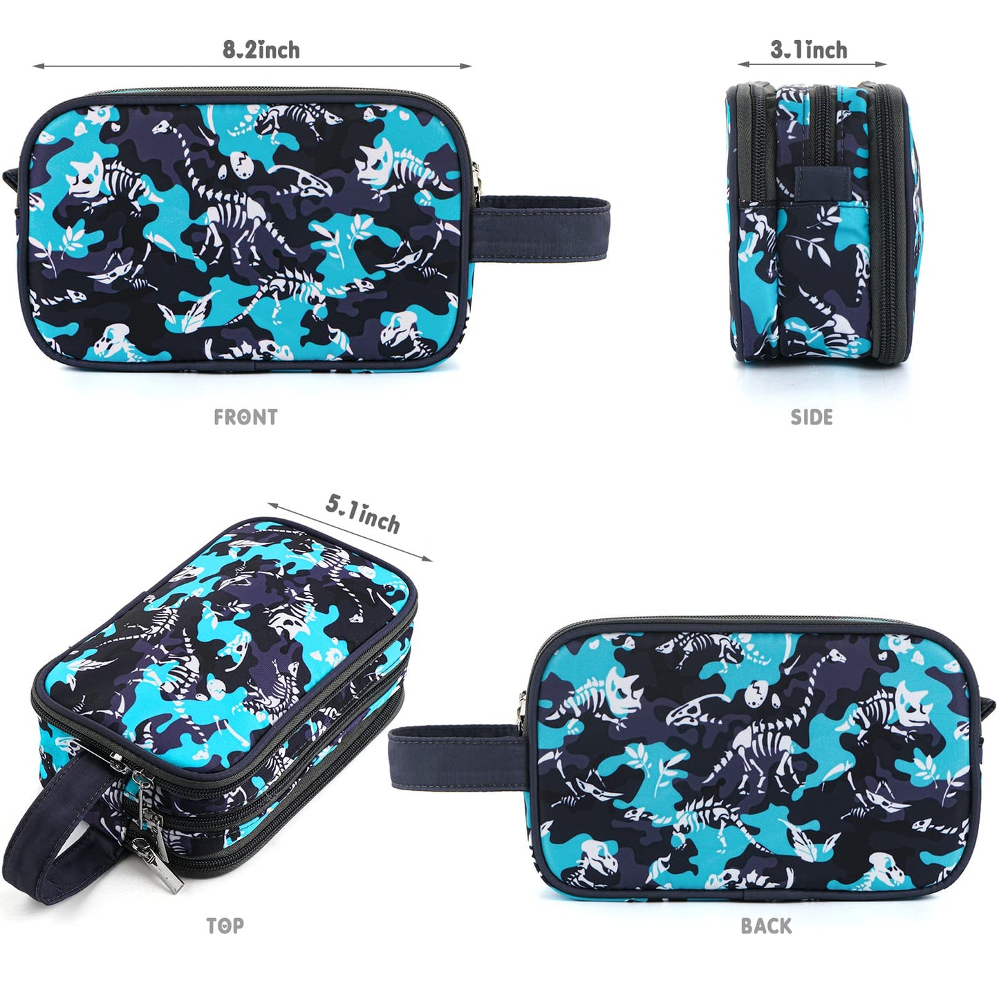 Vipdeal Kids Toiletry Bag for Boys, Travel Toiletry Bag for Little Young Boys Waterproof Hanging Wash Bag Toddler Traveling Toiletries, Dinosaur Black