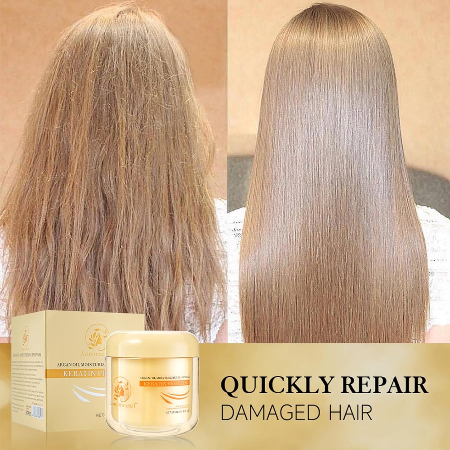 Skiennix Collagen Hair Mask - Deep Repair Conditioning Argan Oil Treatment for All Hair Types | 16.9oz (500ml)