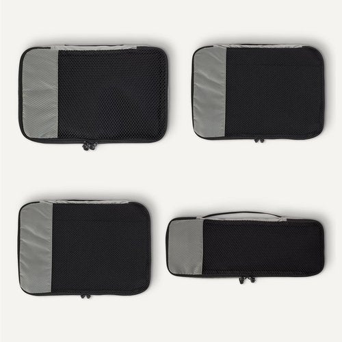 Amazon Essentials Packing Cubes Set - Space-Saving Travel Organizers with Double Zipper | Gray, Small/Medium/Large