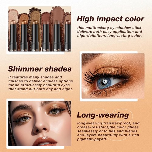 LANGMANNI Dual-Ended Cream Eyeshadow Stick Set - Silky Smooth, Waterproof & Transfer-Proof, All-Day Wear in 4 Colors