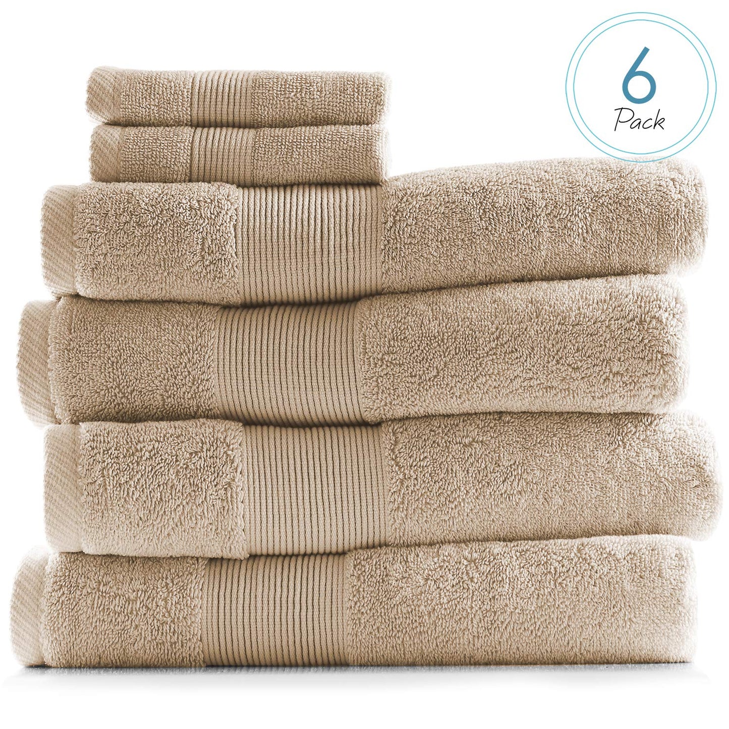 Hearth & Harbor Bath Towels for Bathroom - 100% Ring Spun Cotton Luxury Bathroom Towels - Ultra Soft & Highly Absorbent Bath Towels Set, 6 Piece Set (4 Bath Towels, 2 Washcloths) - Cream