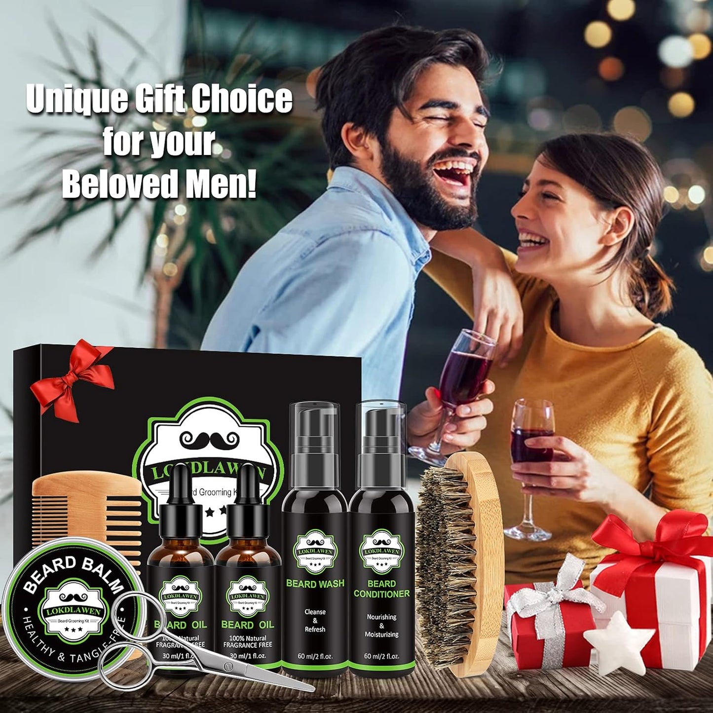 Skiennix Beard Kit for Men - Complete Grooming Set with Wash, Conditioner, Oil, Balm & Tools