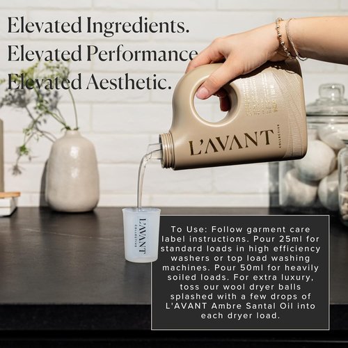 L'AVANT Collective Luxury Laundry Detergent - Ambre Santal | Natural Non-Toxic Liquid Soap | 30 oz