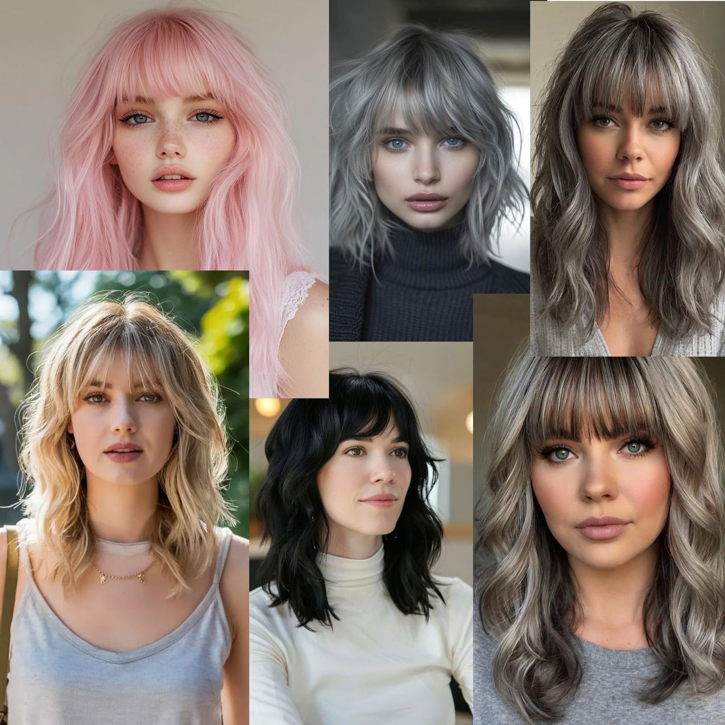 CINHOO Short Curly Wavy Grey Hair Toppers for Women with Thinning Hair,14inch Toppers Hair Pieces for Women Synthetic 360° 3D Hair Topper with Bangs Hair Clip in Bob Wigs for Women(Ombre gray)