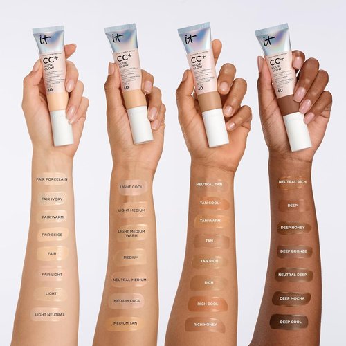 IT Cosmetics CC+ Nude Glow Foundation - Medium Coverage with SPF 40 & Brightening Serum, 1.08 fl oz