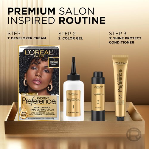 L'Oreal Paris Superior Preference Luminous Fade-Defying Permanent Hair Color, Hair Dye For Up to 9 Weeks of Radiance, Dark Brown 4, 1 Hair Dye Kit (Pack of 2)