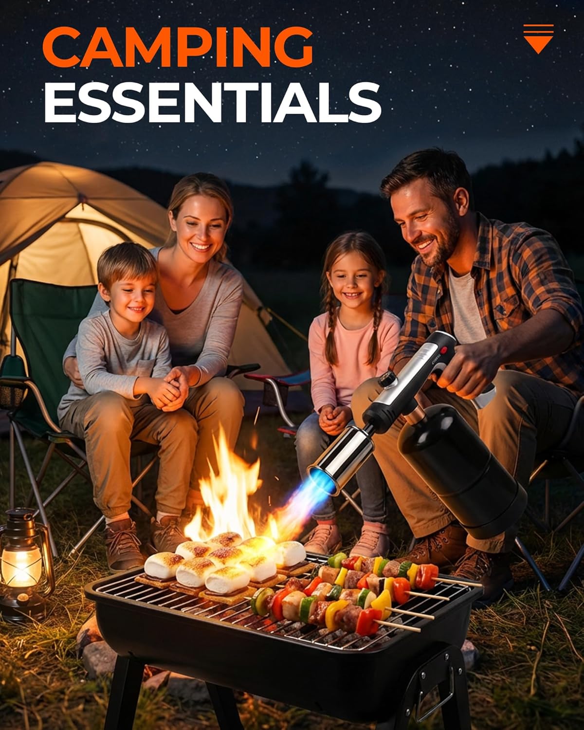 Skiennix Propane Torch Head - Culinary Blow Torch with Instant Heat Button & Safety Lock | Adjustable Flame for BBQ & Kitchen Use
