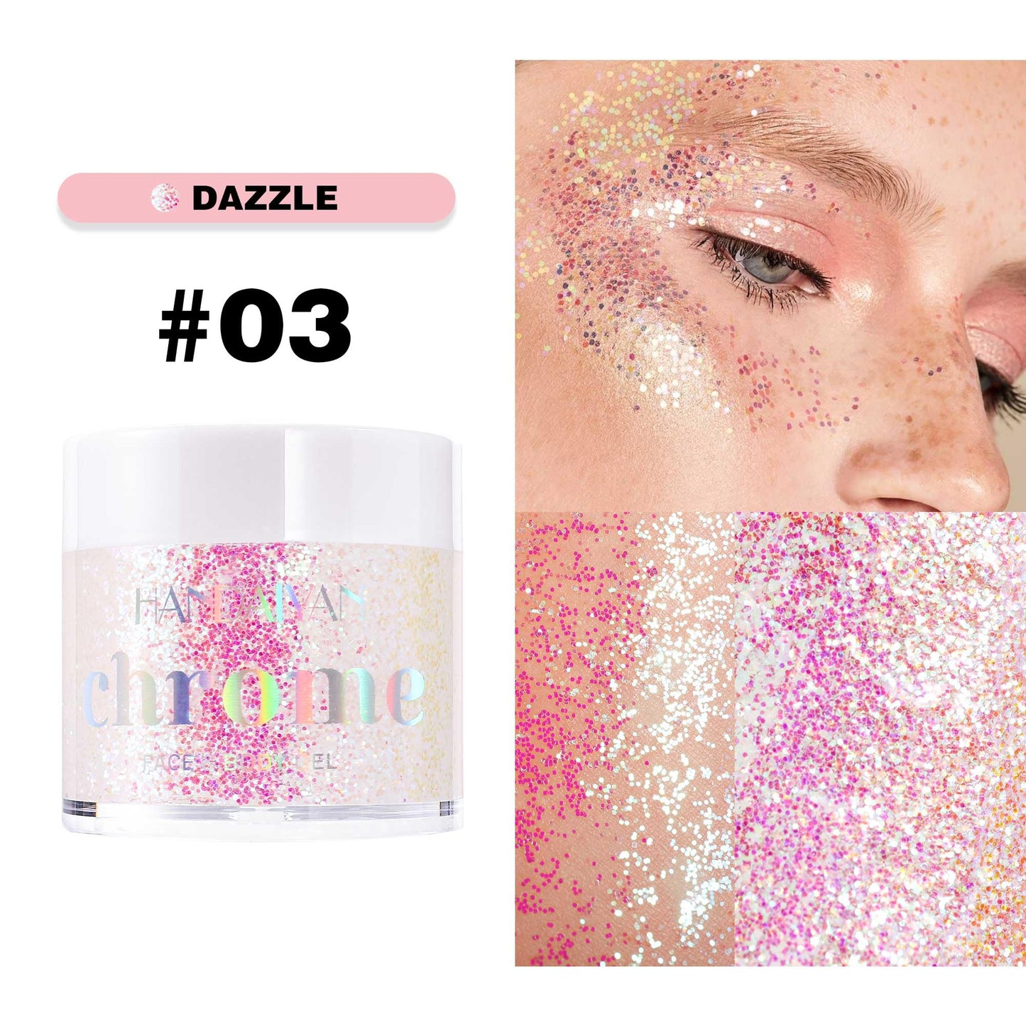 Holographic Body Glitter Gel - Cosmetic-Grade, Color Changing Long-Lasting Glitter for Face, Body, and Hair, Safe and Easy to Use, Perfect for Festivals Parties (Dazzle)