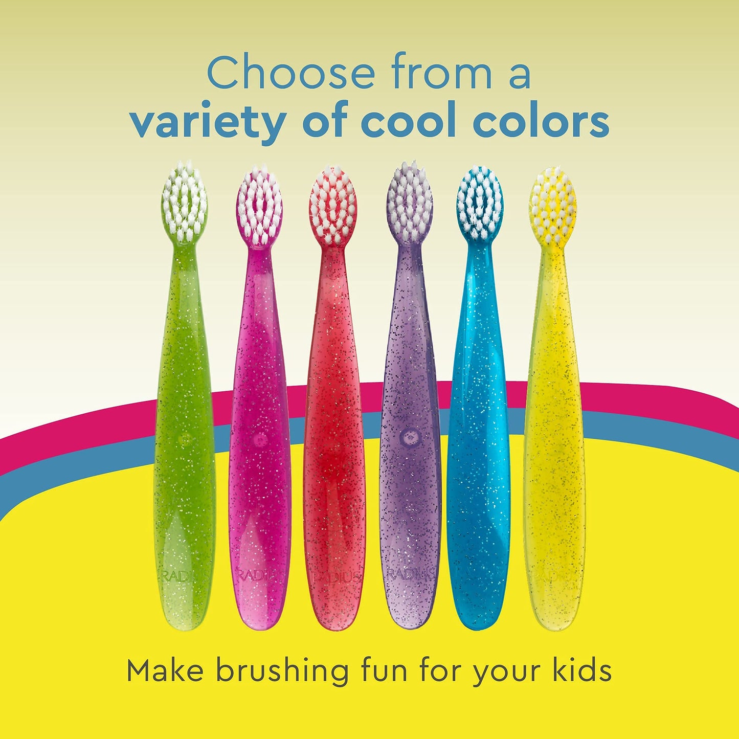 RADIUS Totz Toothbrush Extra Soft Brush BPA Free & ADA Accepted Designed for Delicate Teeth & Gums for Children 18 Months & Up - Assorted - Pack of 6