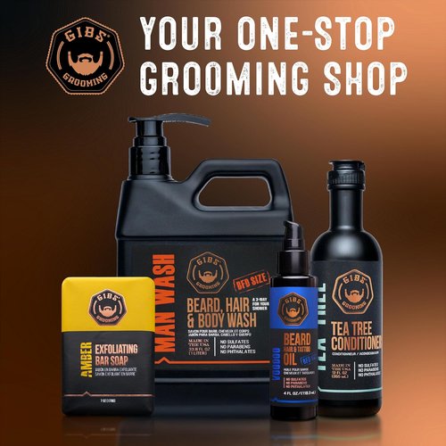 GIBS Grooming - 3-in-1 Man Wash Soap - Citrus Oak Basil Scent | Sulfate-Free, Tea Tree & Hemp Oil
