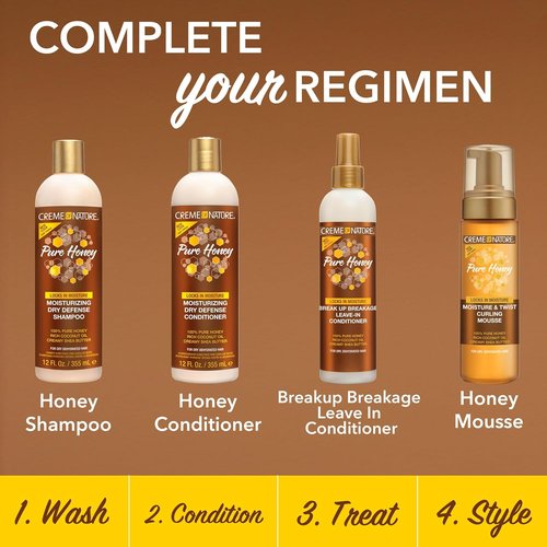 Creme of Nature Pure Honey Leave-In Conditioner - Moisture-Rich Detangler with Coconut Oil & Shea Butter | 8 oz