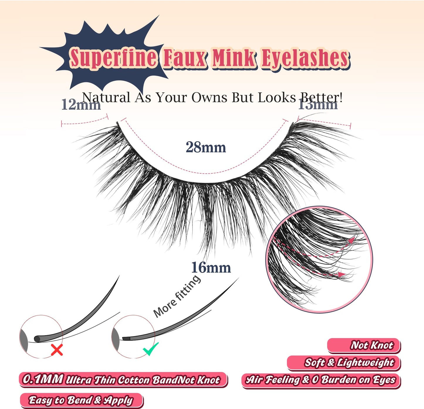 False Lashes Wispy Eyelashes Natural Look 15MM Fake Eyelash 0.1MM Thin Band Lightweight 3D Volume Fluffy Eye Lash C Curl Soft Siligli 7 Pair