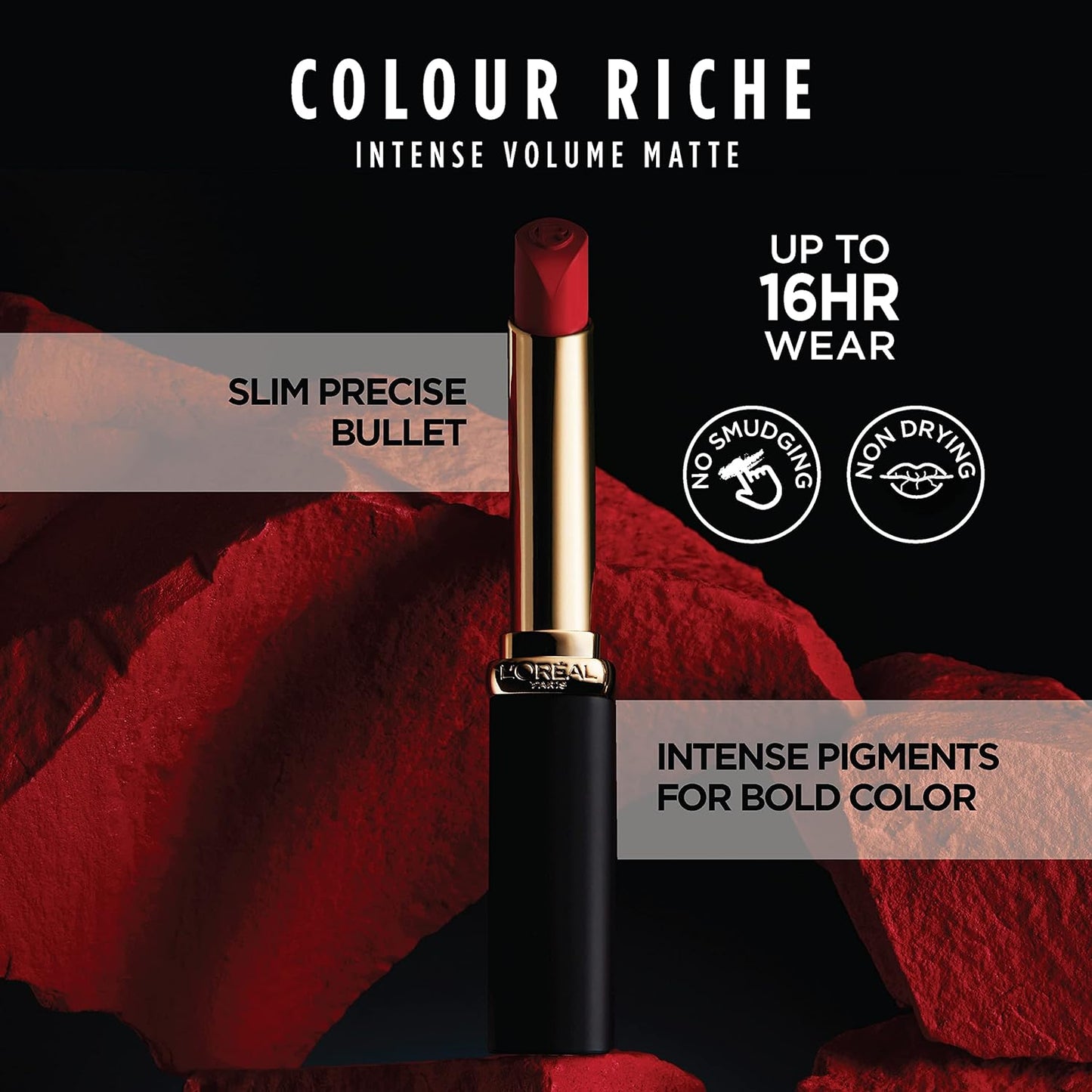 L'Oreal Paris Colour Riche Intense Volume Matte Lipstick, Lip Color Infused with Hyaluronic Acid for up to 16hr All Day Comfort, Le Rosy Confident, 0.06 Oz