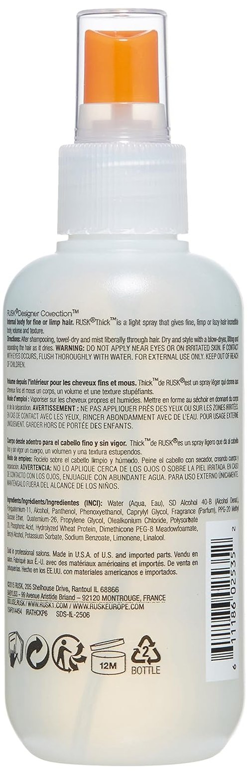 RUSK Thick Body & Texture Amplifier - Adds Volume & Texture for Fine Hair | 8 oz