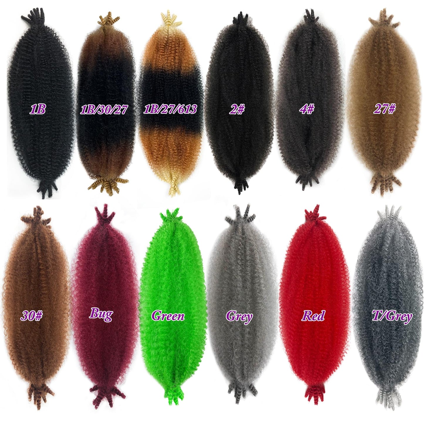 8Packs Pre-Separated Springy Afro Twist Hair 18Inch Kinky Braiding Hair Soft Marley Twist Braiding Hair Ombre Grey Crochet Hair for Black Women (8Packs,TGrey#)