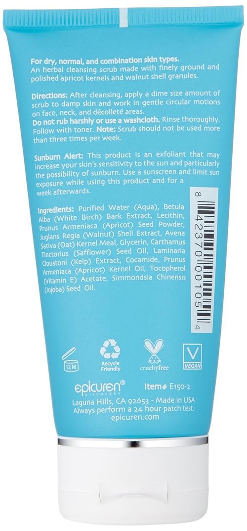 Epicuren Discovery Facial Scrub - Fine Herbal Apricot Exfoliator | 2.5 Fl Oz for Radiant Skin