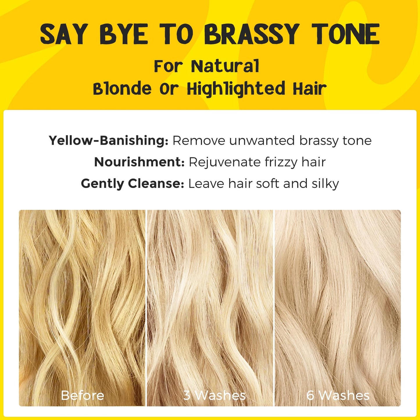 COLORLOMO Bye Bye Yellow Purple Shampoo, Neutralizes Brass & Yellow Tones, Sulfate Free, For Color Treated, Blonde, Bleached, Highlighted Brown or Silver Hair, 11. 83 Fl Oz
