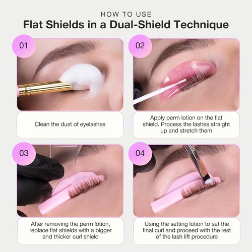 Curacoro Lash Lift Shields - 4 Pcs Self-Adhesive Silicone Pads for Eyelash Lifting & Perming