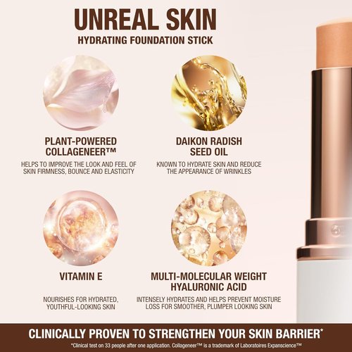 Charlotte Tilbury Unreal Skin Tint - Hydrating Cream Foundation Stick with Sheer-to-Light Coverage & Buildable Formula - Blurring & Nourishing