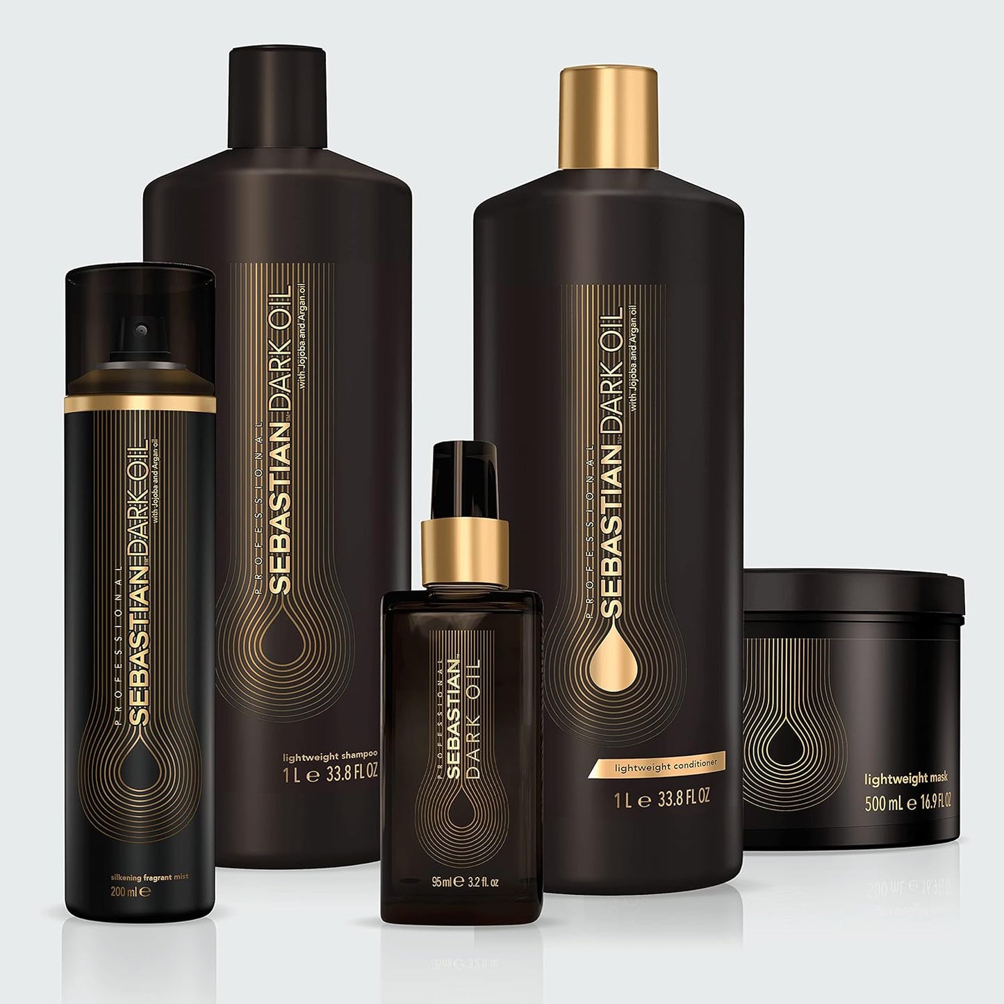 Sebastian Professional Dark Oil Shampoo & Conditioner Set - Lightweight, Infused With Jojoba & Argan Oil | 1 Liter