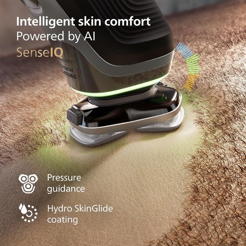 Philips Norelco Shaver i9000 Prestige - Wet & Dry Electric Shaver, Gold Oyster, Sense IQ Technology, Triple Lift & Cut System, 360 Rotating Dual SteelPrecision Blades, Quick Clean Pod, Model XP9203/81