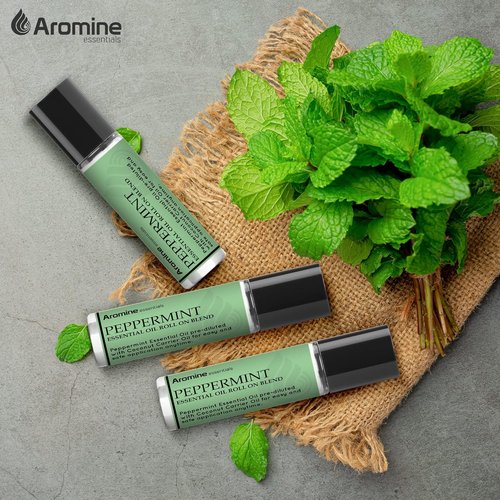 Peppermint Essential Oil Roll-On | Premium Therapeutic Grade Aromatherapy | Pre-Diluted 10ml (Pack of 2)