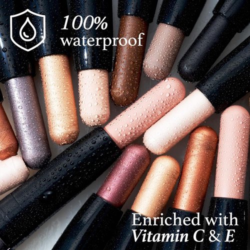 Julep Eyeshadow Stick Duo - Waterproof Crème-to-Powder Formula | Long-Lasting, Crease-Proof - Sand Shimmer & Smoky Tawny Matte