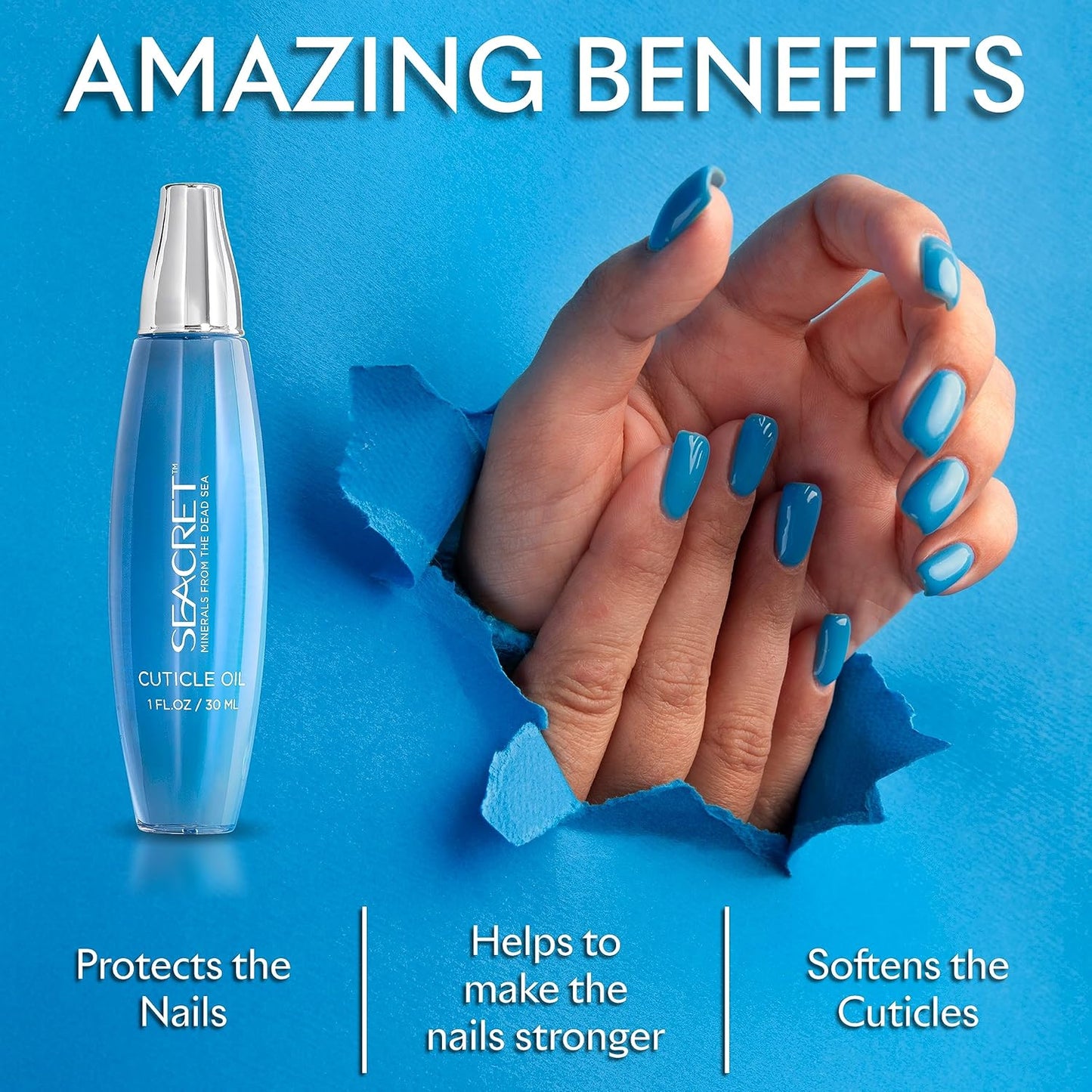 SEACRET Cuticle Oil - Fast-Absorbing Nail Treatment with Precision Dropper | Nourishing Dead Sea Minerals & Vitamin E
