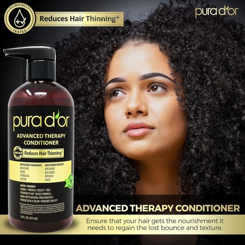 PURA D'OR Advanced Therapy Conditioner - Moisturizing, Strengthening & Volumizing | 16oz, Sulfate-Free, Argan Oil & Biotin, Suitable for All Hair Types