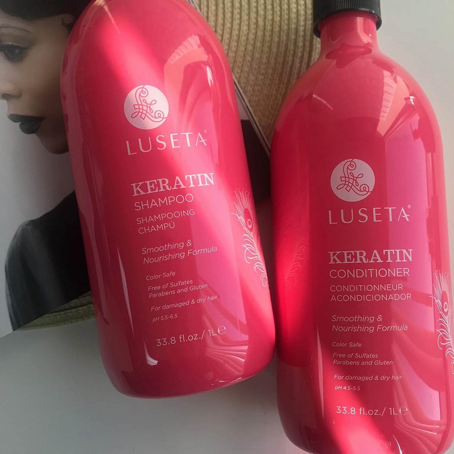 Luseta Hyaluronic Acid Moisturizing Shampoo & Conditioner Set for Dry and Damaged Hair, Sulfate Free Shampoo and Conditioner for Women Infused with Argan Oil and Shea Butter Paraben-Free2 x 16.9oz