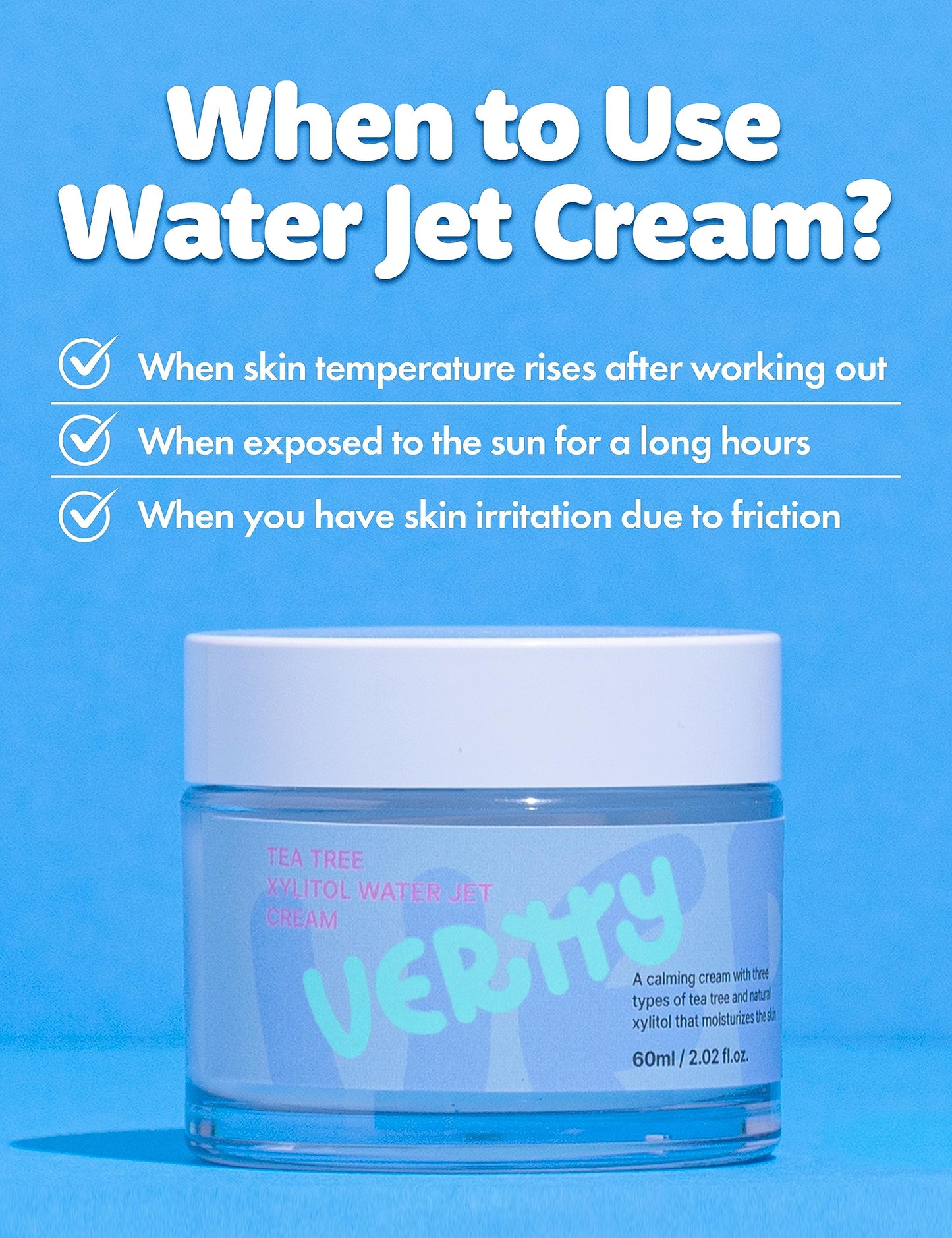 vertty Tea Tree XYLITOL Hydrating Facial Cream | Cooling, Redness Relief, Moisturizing Water Cream | Non-Comedogenic Moisturizer for Face | Long-lasting Hydration | Teens & Kids Skin Care (2oz)